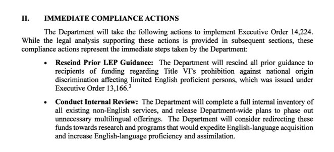 DOJ to enforce English as official US language: 'Assimilation over ...