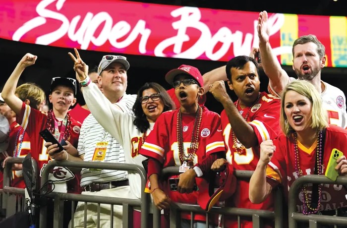 Kansas City Chiefs fans cheer on their team prior to Super Bowl LIX against the Philadelphia Eagles on Feb. 9 in New Orleans. (Ashley Landis/AP)