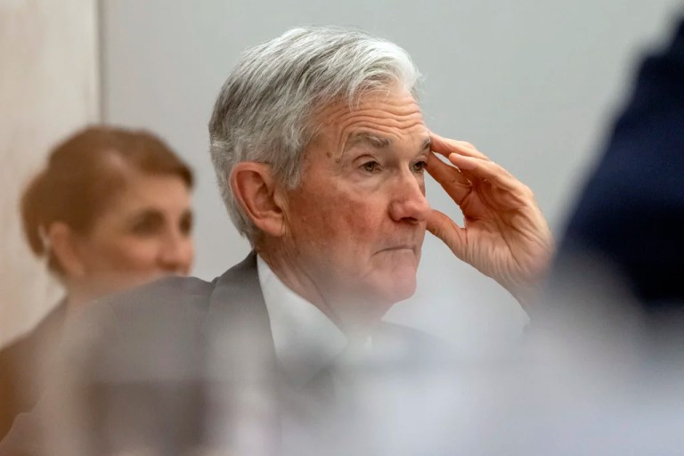 Federal Reserve Chairman Jerome Powell listens as OpenAI CEO Sam Altman speaks during a discussion at the Federal Reserve Integrated Review of the Capital Framework for Large Banks Conference at the Federal Reserve in Washington, Tuesday, July 22, 2025.
