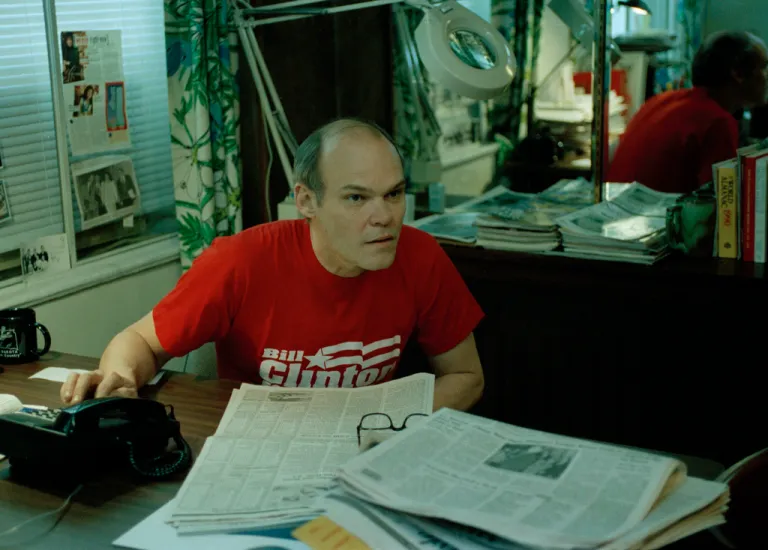 James Carville, senior adviser to Democratic presidential candidate Arkansas Gov. Bill Clinton (D), is shown in Washington, D.C., in April of 1992.