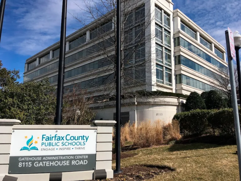 FILE - Fairfax County Public Schools is seen, March 4, 2019, in Merrifield, Va. A 24-year-old woman, identified in court papers only by her initials B.R., told jurors Tuesday, March 26, 2024, that she was repeatedly raped and sexually harassed a decade ago as a seventh grade student in Virginia, and that school officials reacted to her pleas for help with indifference. The case involving B.R. stretches back to allegations she was raped and harassed as a 12-year-old student at Rachel Carson Middle School, a part of the state's largest school system, Fairfax County Public Schools. (AP Photo/Matthew Barakat, File)