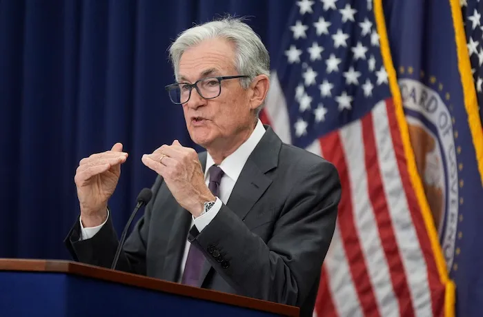 Federal Reserve Chairman Jerome Powell, speaks during a news conference following the Federal Open Market Committee meeting,