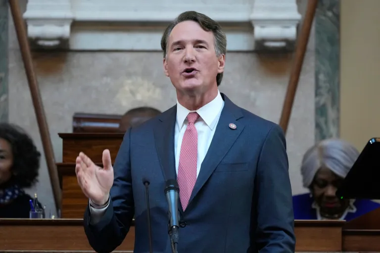 Virginia Gov. Glenn Youngkin gestures as he delivers his annual State of the Commonwealth address.