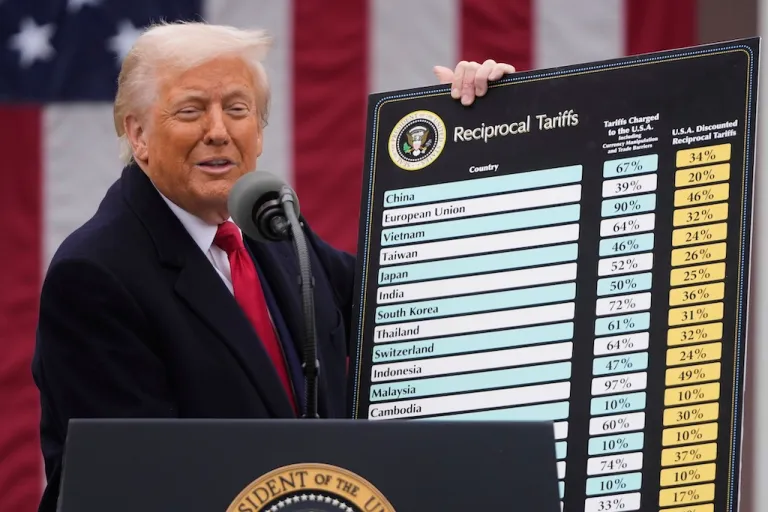President Donald Trump speaks during an event.
