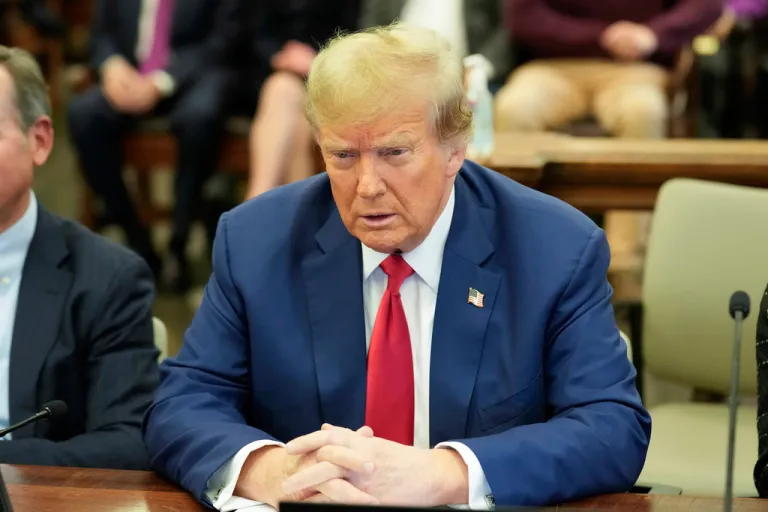 Former President Donald Trump sits in the courtroom before the start of closing arguments in his civil business fraud trial at New York Supreme Court, Jan. 11, 2024, in New York.