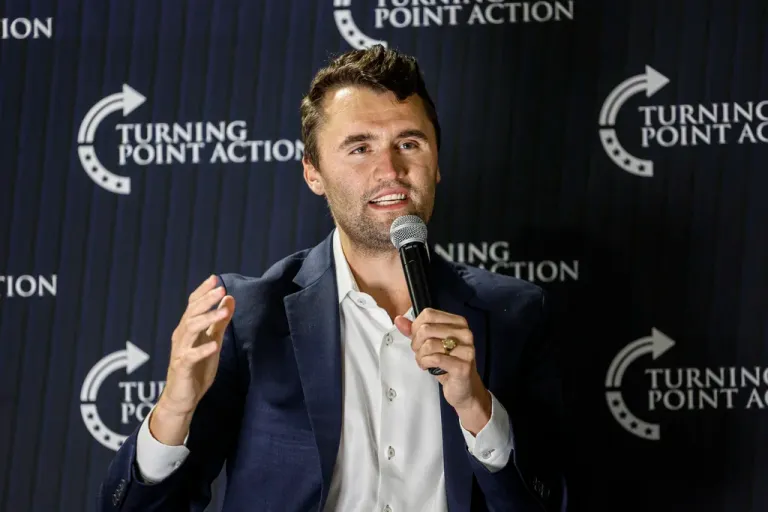 Charlie Kirk speaks during a town hall meeting Monday, March 17, 2025, in Oconomowoc, Wis.