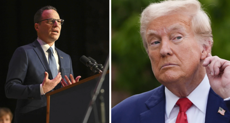 Trump photo - (AP Photo/Julia Nikhinson) Shapiro photo - (AP Photo/Marc Levy)