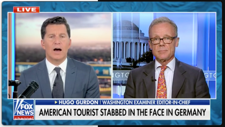 Screen grab of Hugo Gurdon on The Will Cain Show on Fox News channel, Mon. Aug. 25, 2025.