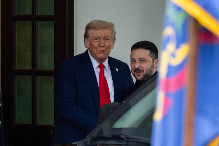 Ukrainian President Volodymyr Zelensky arrives at the White House.