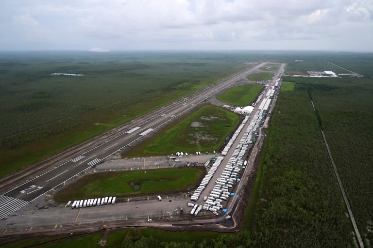 Work progresses on a new migrant detention facility dubbed 