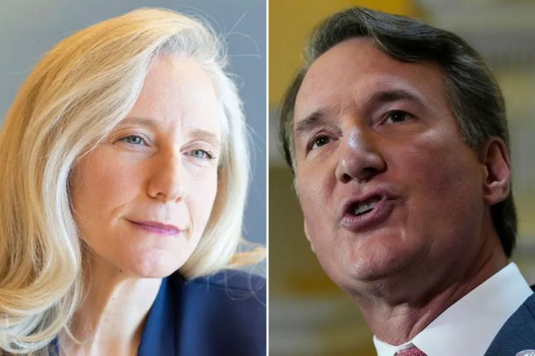 Democratic gubernatorial candidate for Virginia Abigail Spanberger, left, and Gov. Glenn Youngkin (R-VA), right.