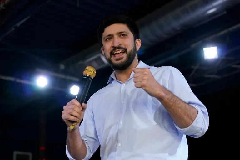 Democratic Congressional candidate Greg Casar speaks during a rally, Saturday, Feb. 12, 2022, in San Antonio.