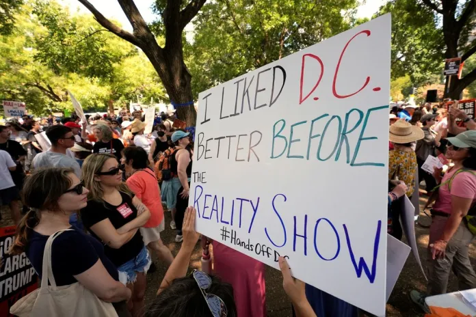 Crowds in DC continue to protest Trump’s federal police takeover