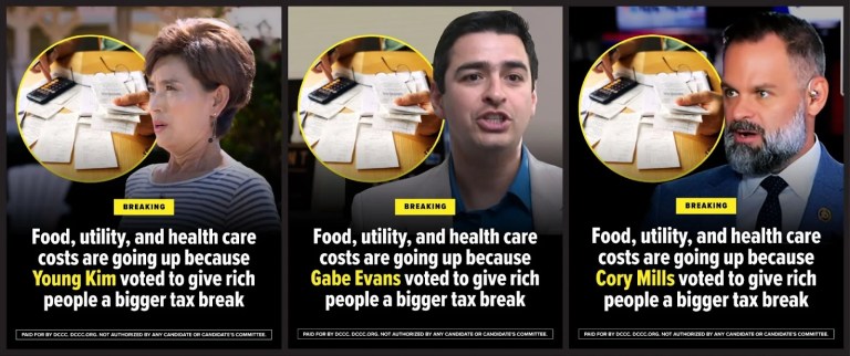 Sample of the Democratic Congressional Campaign Committee's August digital ad buy, shared exclusively with the Washington Examiner, beginning Aug. 15, 2025. (Photo courtesy of DCCC)