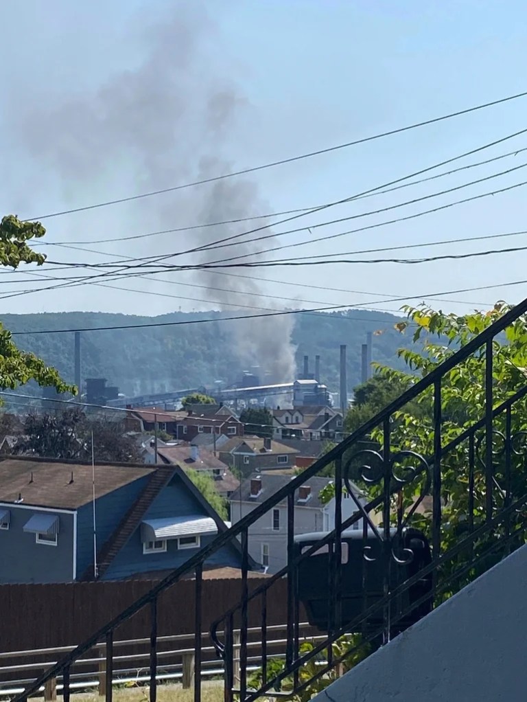 This image provided by Amy Sowers shows smoke from the US Steel Clairton Coke Works, Monday, Aug. 11, 2025 in Pennsylvania.