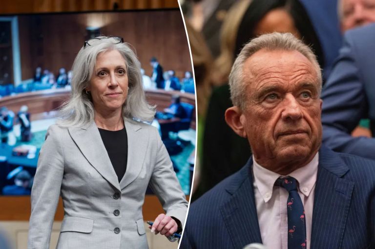 Former CDC Director Susan Monarez, left, and Health and Human Services Secretary Robert F. Kennedy Jr.