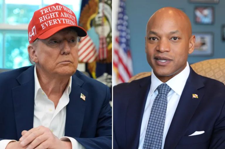 President Donald Trump and Gov. Wes Moore (D-MD)