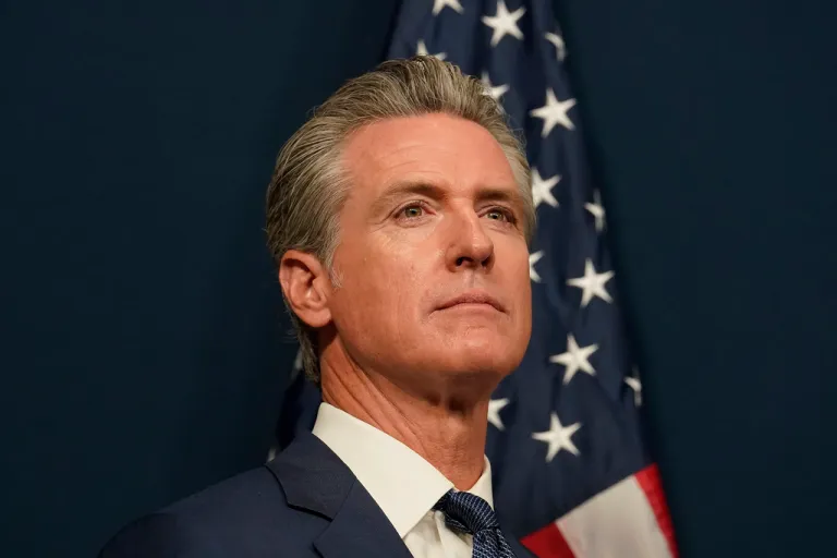 California Gov. Gavin Newsom (D) at a press conference to discuss the measures approved by the legislature to redraw the state's Congressional districts and put new maps before voters in a special election, in Sacramento, California, Thursday, Aug. 21, 2025.