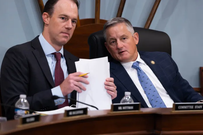 House Natural Resources Committee Chairman Bruce Westerman (R-AR) looks on during a natural resources permitting hearing.