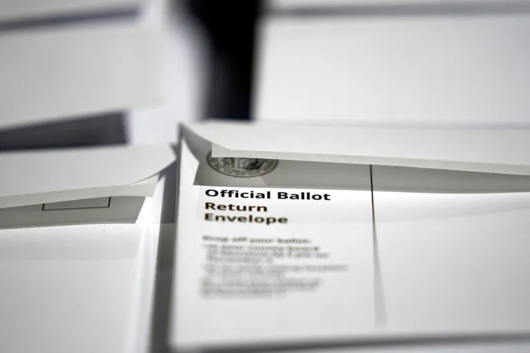 North Carolina ballots laid out on a table.