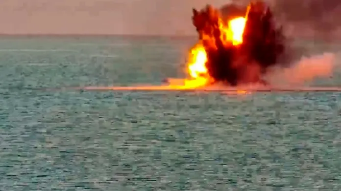 An explosion in a body of water.