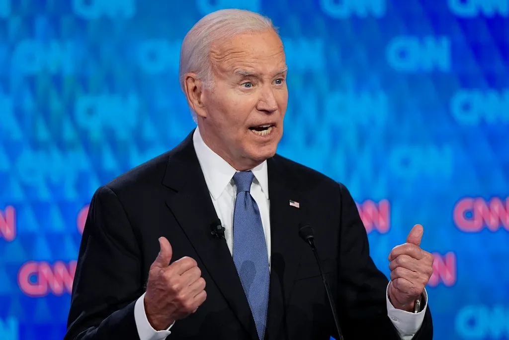 President Joe Biden speaks during a presidential debate.