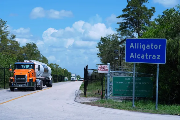 Trucks come and go from the 
