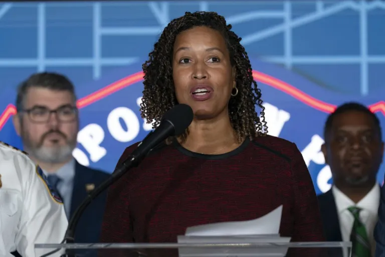 District of Columbia Mayor Muriel Bowser speaks during a news conference at Metropolitan Police Department Headquarters in Washington, Wednesday, Sept. 3, 2025. (AP Photo/Jose Luis Magana)