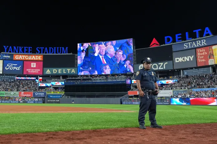 Police at a yankee's game that Trump attended 