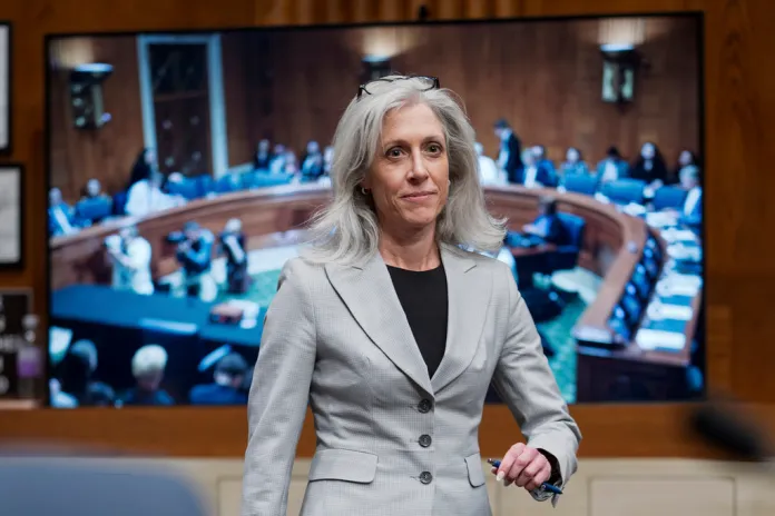 Susan Monarez, President Donald Trump's nominee to be director of the Centers for Disease Control and Prevention, arrives to testify before the Senate HELP Committee at the Capitol.