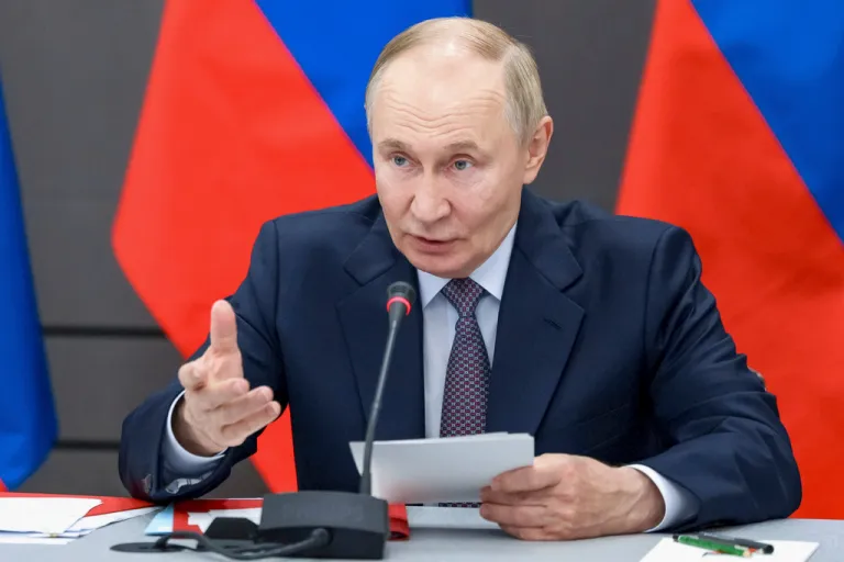 Russian President Vladimir Putin chairs a meeting of the Military-Industrial Commission in Perm, Russia, Friday, Sept. 19, 2025. (Gavriil Grigorov, Sputnik, Kremlin Pool Photo via AP)