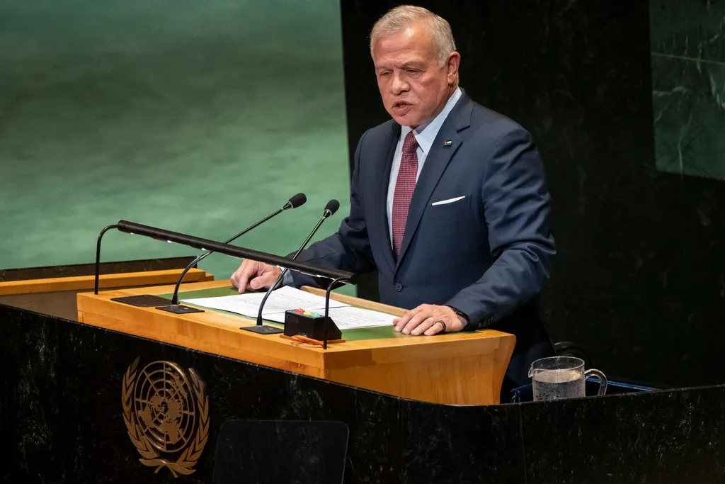 Jordan's King Abdullah II speaks during a high-profile meeting at the United Nations.