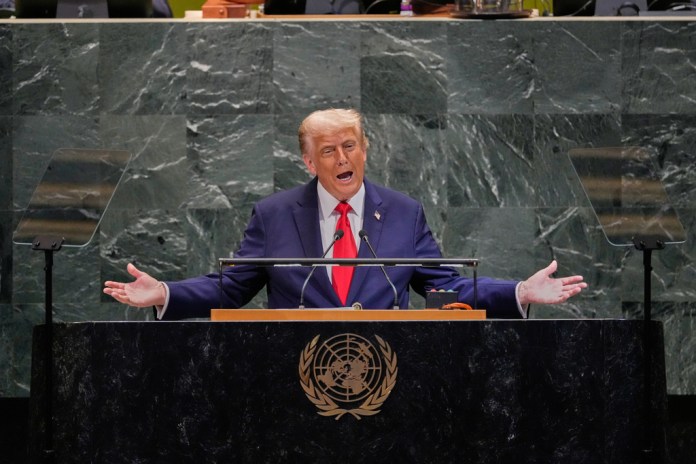 President Donald Trump addresses the 80th session of the United Nations General Assembly.