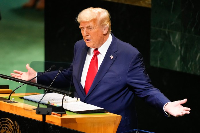 President Donald Trump addresses the 80th session of the United Nations.