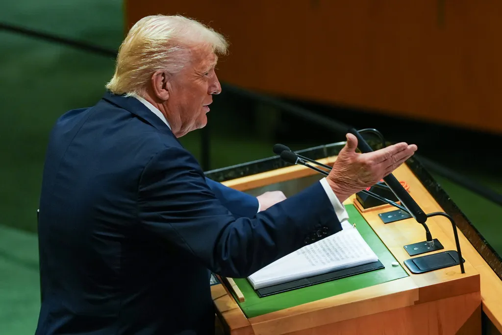 President Donald Trump addresses the 80th session of the United Nations General Assembly.