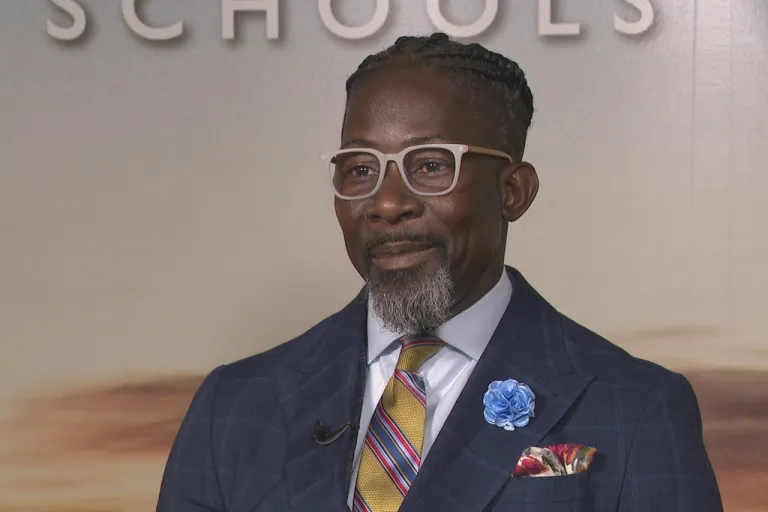 This photo provided by WOI Local 5 News in September 2025 shows Des Moines schools Superintendent Ian Roberts.