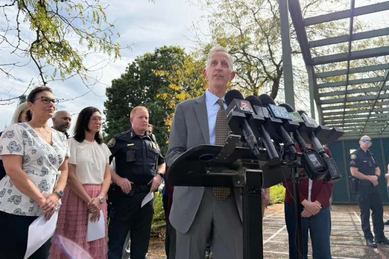 Keith Wilson at a press conference.
