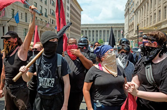 Members of Antifa rally in Washington, D.C.