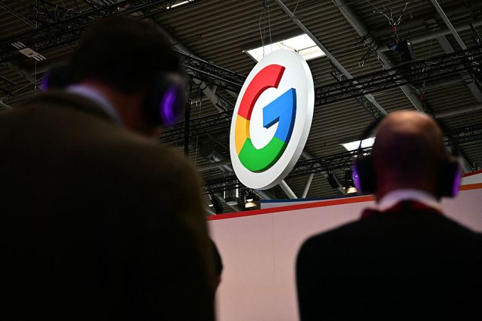 The logo of U.S. multinational corporation and technology company Google.