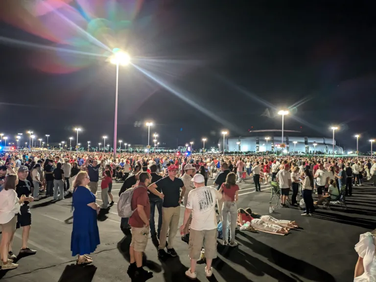Crowd standing outside Charlie Kirk's memorial in Glendale, AZ. (Washington Examiner)