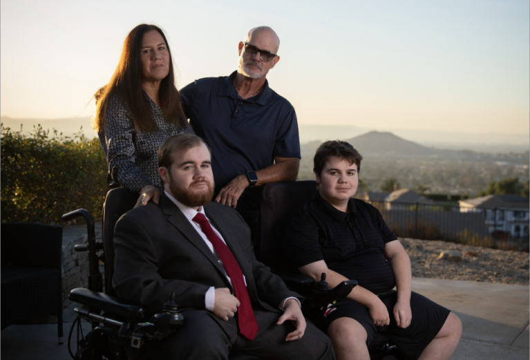 Kelly Stacy, top left, with husband Bill Stacy, top right, and their two sons.