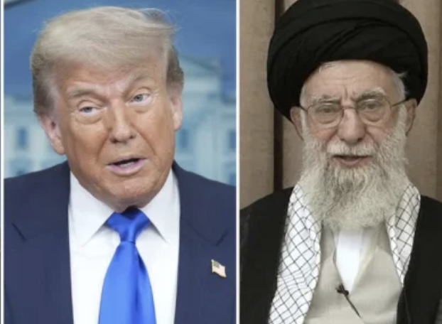 This combination of photos shows Israel's Prime Minister Benjamin Netanyahu in Budapest, Hungary, April 3, 2025, from left, President Donald Trump in the briefing room of the White House in Washington, June 27, 2025, and a handout of Supreme Leader Ayatollah Ali Khamenei during a televised speech in Tehran, Iran, June 26, 2025. (AP Photo/Denes Erdos, from left, AP Photo/Jacquelyn Martin, Office of the Iranian Supreme Leader via AP)