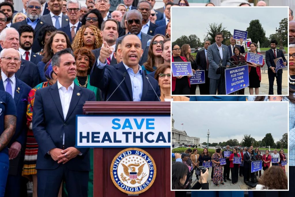 NextImg:Shutdown showdown: Democrats flood Capitol Hill to blast GOP on 'vacation'