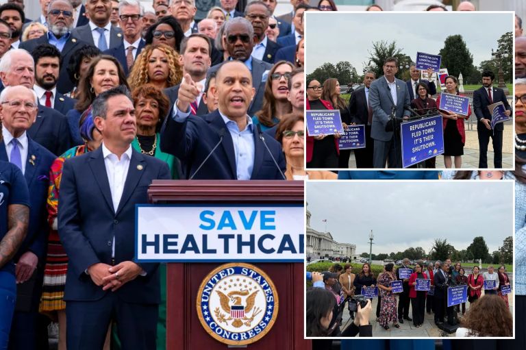 A collage of House Democrats speaking.