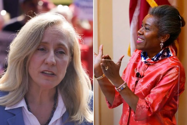 Democratic Virginia gubernatorial candidate Abigail Spanberger and Virginia Lt. Gov. Winsome Earle-Sears.