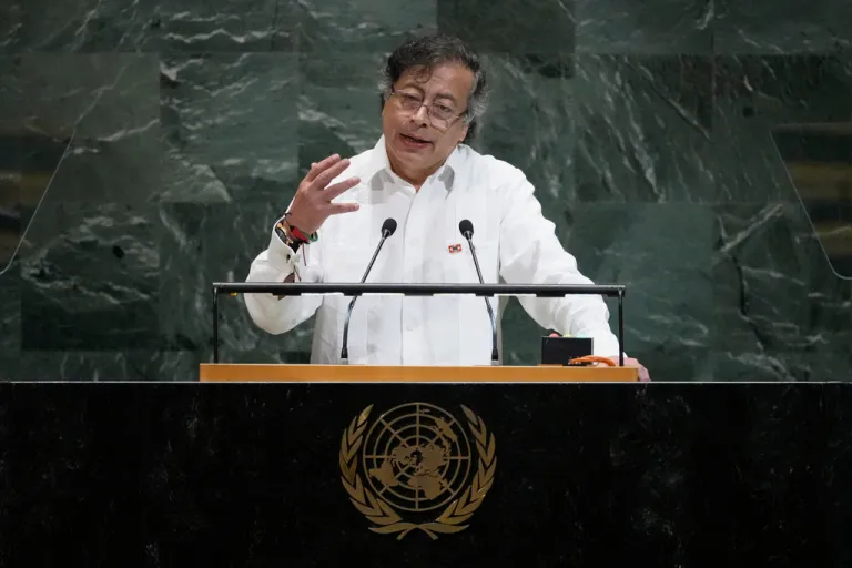Colombian President Gustavo Petro speaks at the United Nations