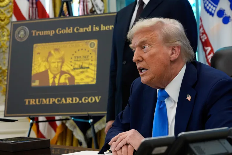 A poster showing the Trump Gold Card.