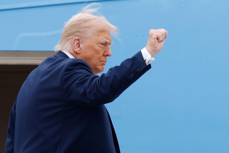 President Donald Trump boarding Air Force One.