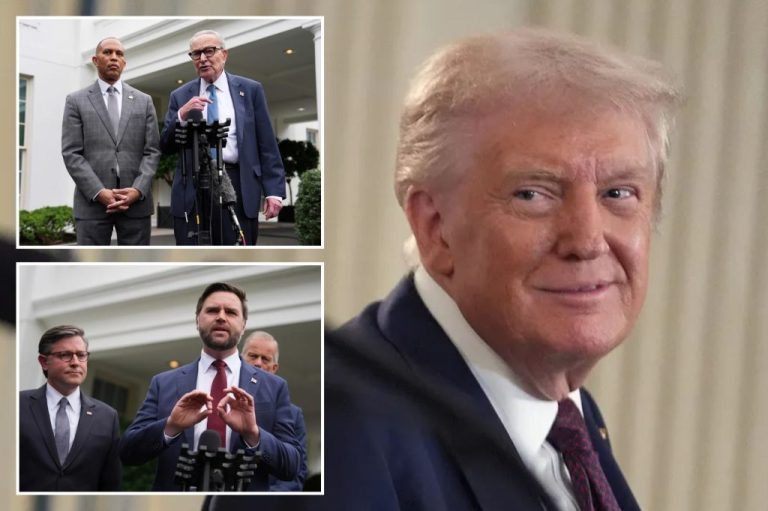 Lawmakers from Capitol Hill emerged from a closed-door White House meeting no closer to a government funding deal than they were when they arrived, with each party blaming the other for a stalemate. (Photos: Associated Press)