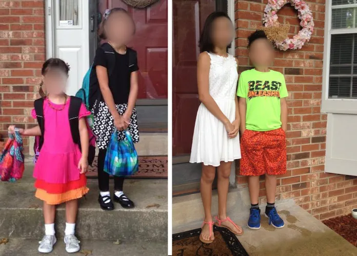 children on first day of school